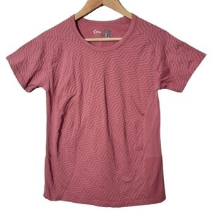 Zyia Dusty Rose Zig Zag Short Sleeve Athletic Shirt
